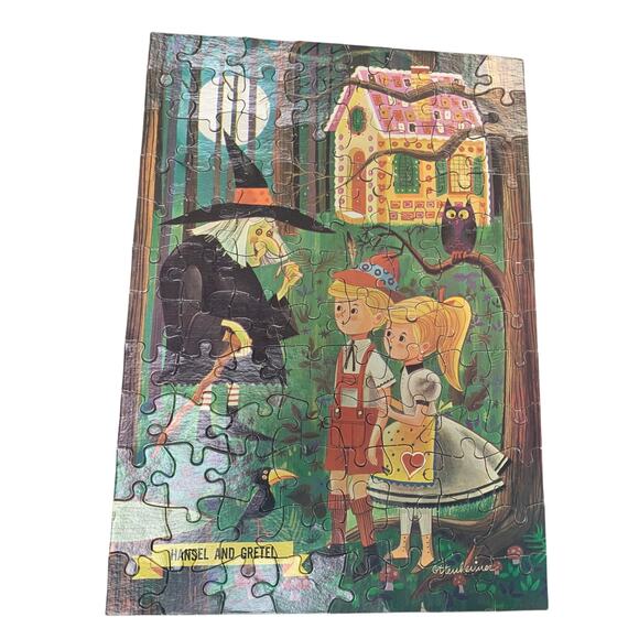 Vintage 1970s Hansel & Gretel HG Toys 10" by 14" Puzzle in Metal Tube - Complete - Picture 5 of 5